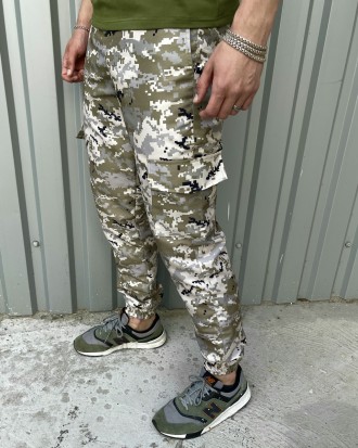 Чоловічі тактичні штани зсу, літні військові штани карго з кишенями та з манжета. . фото 4
