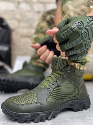 Чоловіки тактичні черевики військові хакi літнi, армiйські черевики текстильні д. . фото 4