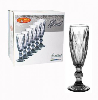 Набір келихів для шампанського Helios "Кристал" 6 шт. 150 мл, кольорове скло
Сти. . фото 3