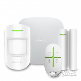 В комплекте беспроводные: умная централь Ajax Hub 2, датчик движения Ajax Motion. . фото 1