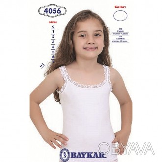 
Майка для дівчинки біла Baykar Арт. 4056-01 Розмір 7
Склад: 95% бавовна 5% елас. . фото 1