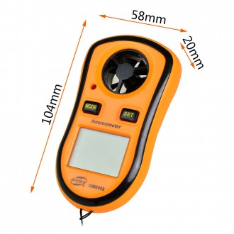 Анемометр 0,1-30м/с, -10-45°C BENETECH GM8908
 
Анемометр Benetech GM8908 - это . . фото 3