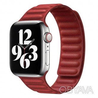 Кожаный ремешок Leather Link для Apple watch 42mm/44mm (Бордовый / Dark Cherry). . фото 1