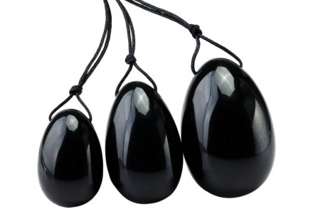 Обсидиановые массажные шары или яйца йони – натуральные камни черного цвета спец. . фото 2