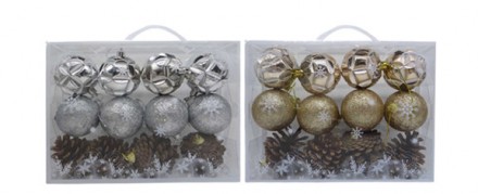 Набор елочных игрушек 12шт 6см шампань, серебро. Одесса. фото 1