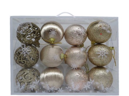 Набор елочных игрушек 12шт диаметр 6см шампань. Одесса. фото 1