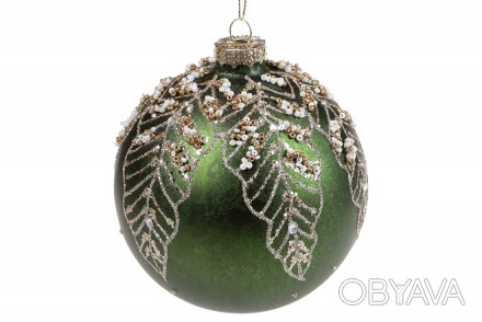 Елочный шар с декором из бусин 10см, цвет - лесной зеленый
Материал стекло
Колич. . фото 1