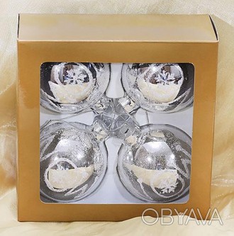 Набор стеклянных шаров (4шт) с узором Snow, 8см, цвет - серебро
Материал стекло
. . фото 1