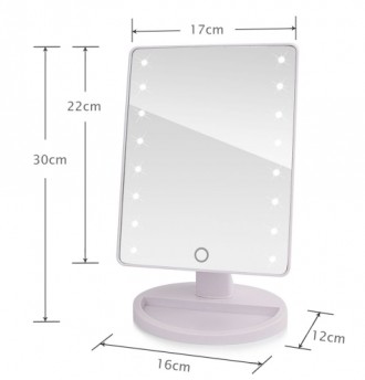 Настольное зеркало для макияжа SUNROZ с LED подсветкой  22 светодиода - удобное . . фото 4