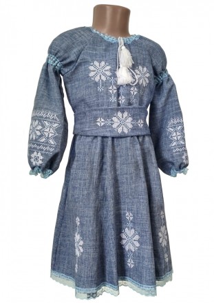 Платье клеш вышитое с поясом
размер по росту 92-128
Рукав - 3/4
ткань - Джинс га. . фото 2