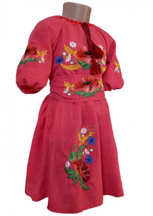 Платье клеш вышитая с поясом
размер по росту 92-128
Рукав - 3/4
ткань - Лен габа. . фото 4