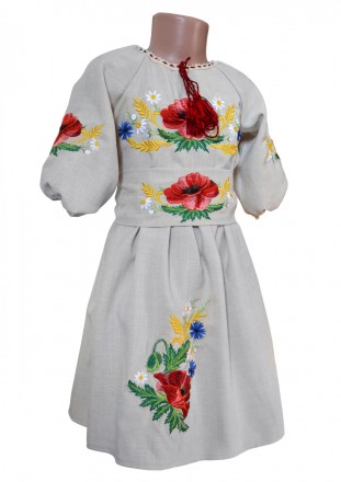 Платье клеш вышитая с поясом
размер по росту 92-128
Рукав - 3/4
ткань - Лен габа. . фото 3