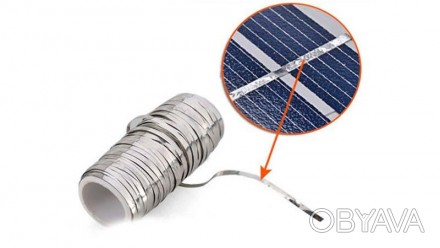  Лента для пайки солнечных панелей 1.6мм*0.2мм 10м.. . фото 1
