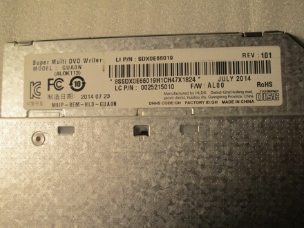 Оптичний привід для ноутбука LG HL-DT-ST DVD-RAM GUA0N SATA Slim (тонкий, товщин. . фото 6