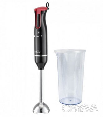 Блендер з мірним стаканом з кришкою:0,8 л.700ват/2 швидкості/ метал. ножка/чорни. . фото 1