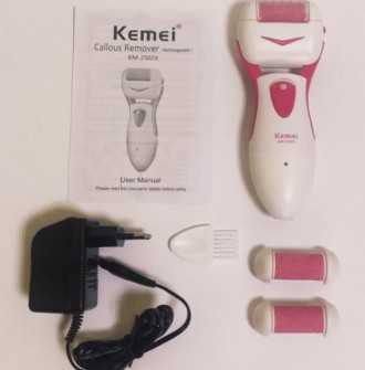 Описание Пилки роликовой электрической KEMEI KM-2502Х для ног, Бело-розовой
Пилк. . фото 7