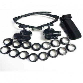NO.9892G8KX лупа-очки бинокулярные c LED подсветкой, 8 сменных линз, пластик: 2.. . фото 8