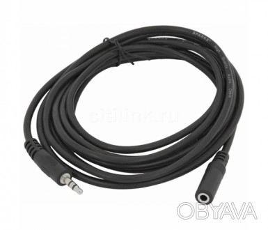 Удлинитель Audio DC3.5 папа-мама 0.5м, ССА Stereo Jack, (круглый) Black cable, П. . фото 1