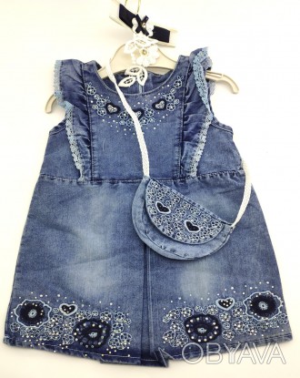 
Турецкий сарафан для девочки. Сделан из лёгкой джинсовой ткани. В комплект вход. . фото 1