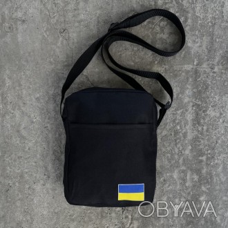 Мужская сумка барсетка через плечо черная вертикальная с флагом Украины
Мужская . . фото 1