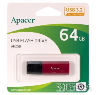 Флешка Apacer USB 64Gb AH25B Red AP64GAH25BR-1 916297. . фото 1