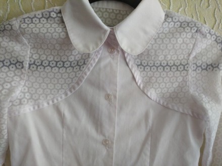 Белая рубашка, блузка, школьная рубашка, блузка в школу, девочке 8-10 лет.
ПОГ . . фото 4