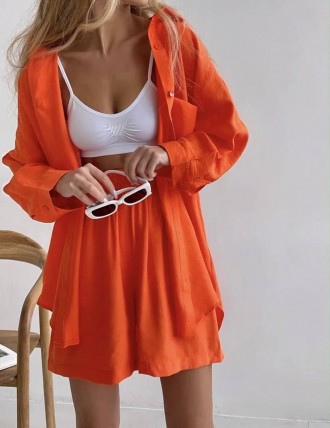 костюм двойка 
ткань : американский креп жатка 
цвета : Оранж , белый , электрик. . фото 7