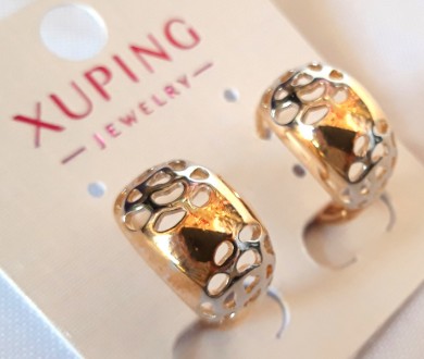 Серьги Xuping классические кольца ажурные. В основе изделия использована экологи. . фото 4