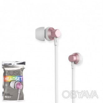 Вакуумні навушники Remax RM-512-Pink із ефектним дизайном. Продумана конструкція. . фото 1