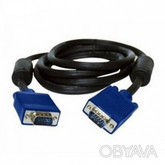 Кабель VGA модель V4002 male to male 2 феррита 5m  черно-голубой Gresso GRV4002V