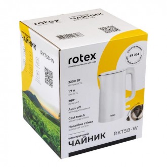 Чайник Rotex RKT58-W стильный чайник из нержавеющей стали и пластика. Большой об. . фото 4