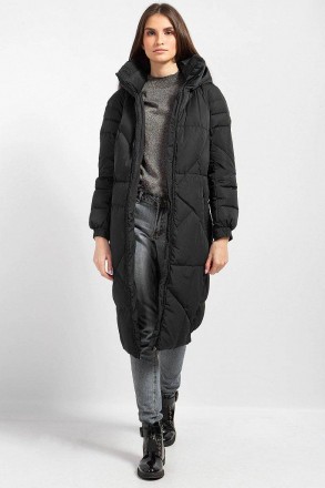 Пуховое пальто женское с поясом Finn Flare с красивым стеганым узором. Комбиниро. . фото 5