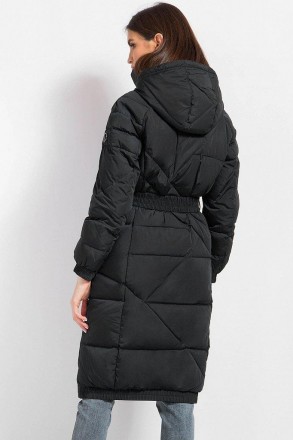Пуховое пальто женское с поясом Finn Flare с красивым стеганым узором. Комбиниро. . фото 4