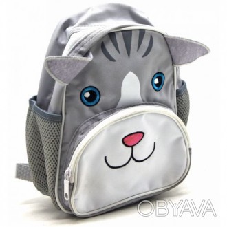 Маленький детский рюкзачок в виде мордочки кота. Имеет ортопедическую спинку и м. . фото 1