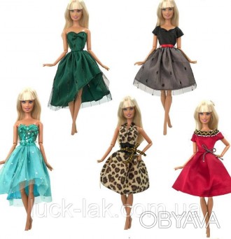 Набір яскравого одягу 5 комплектів (як на фото) для ляльки Барбі, шарнірних ляль. . фото 1
