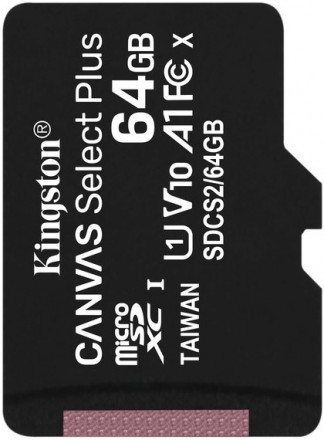 Карта пам'яті Kingston microSDXC 64Gb Canvas Select+ A1 (R100/W10). Київ. фото 1 Карта пам'яті Kingston microSDXC 64Gb Canvas Select+ A1 (R100/W10). Київ. фото 1