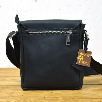 Кожаная сумка на плечо с 4 карманами черная TARWA RA-4129-4sa​. Размеры сумки на. . фото 4