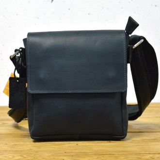 Кожаная сумка на плечо с 4 карманами черная TARWA RA-4129-4sa​. Размеры сумки на. . фото 2