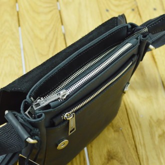 Кожаная сумка на плечо с 4 карманами черная TARWA RA-4129-4sa​. Размеры сумки на. . фото 5