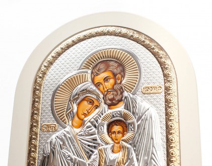 Гречемкая Серебрянапя Икона "Святая Семья" на белом дереве 
Иконы арочной формы . . фото 7