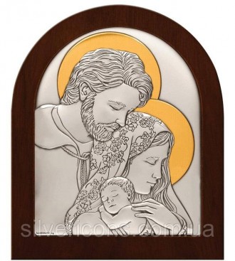 Серебряная икона Святая Семья с позолотой арочной формы 25х20см 
	
	
 
	
	
 Сере. . фото 2