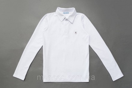 Поло для мальчика с длинным рукавом SmileTme Classic, белый 146. Кривой Рог. фото 1 Поло для мальчика с длинным рукавом SmileTme Classic, белый 146. Кривой Рог. фото 1