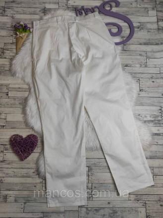 Женские хлопковые брюки белого цвета с карманами 
Состояние: новое
Размер: 48 (L. . фото 5