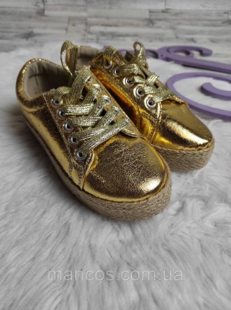 Детские кроссовки Andamas для девочки золотые экоокжа шнуровка 
Состояние: новое. . фото 5