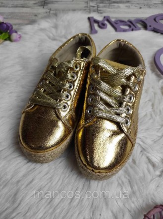 Детские кроссовки Andamas для девочки золотые экоокжа шнуровка 
Состояние: новое. . фото 4