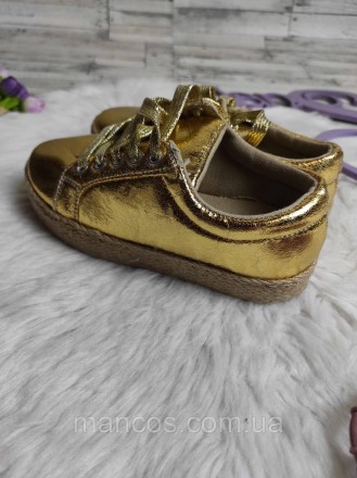 Детские кроссовки Andamas для девочки золотые экоокжа шнуровка 
Состояние: новое. . фото 6