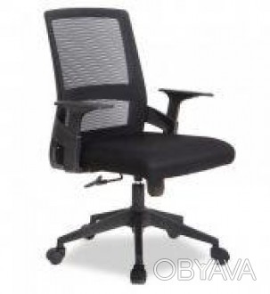 Офісне крісло чорного кольору.
 Висока спинка з чорної сітки mesh
 М'яке сидіння. . фото 1