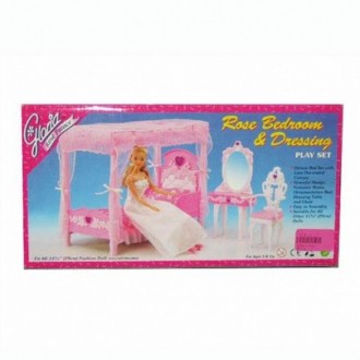 Лялькові меблі Глорія 2614 Спальня Барбі — ліжко з балдахіном
До набору входить:. . фото 4
