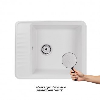 Кухонна мийка Qtap CS 6250 White (QT6250WHI650) виготовлена з якісного штучного . . фото 4