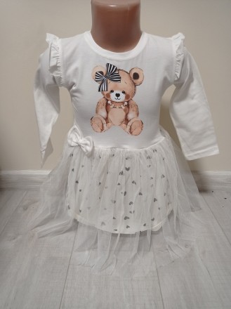 Детское платье трикотажное с длинным рукавом Турция Мишка на 1-4 года белое
Нежн. . фото 2